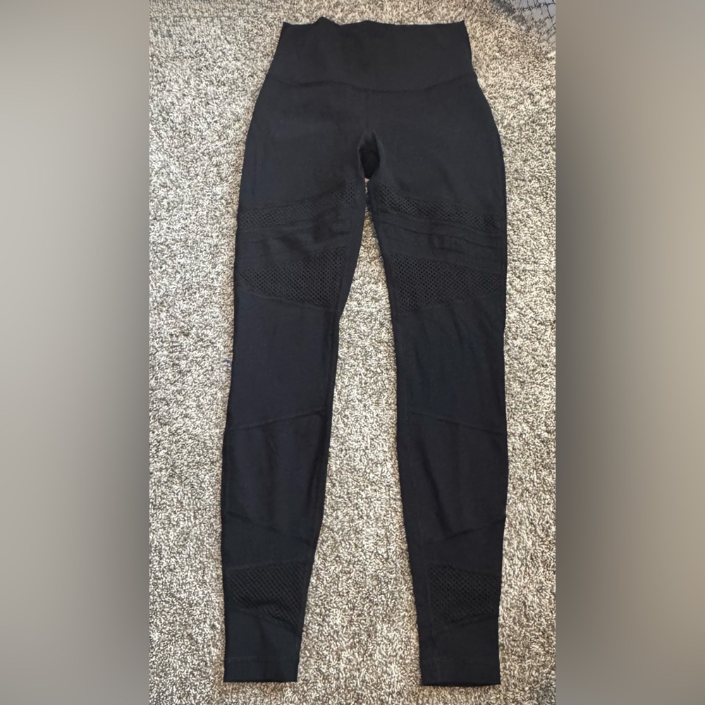 Lululemon Athletica Black Wunder Under Hi-Rise Tights - Mix and Mesh 28”